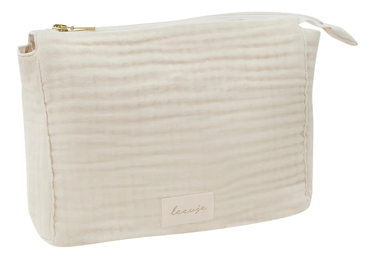 Bolsa de Pañales Pequeña de Viaje 100% Algodón Beige Liso - Práctica y Elegante para Bebés - Perfecta para Paseos y Salidas Cortas
