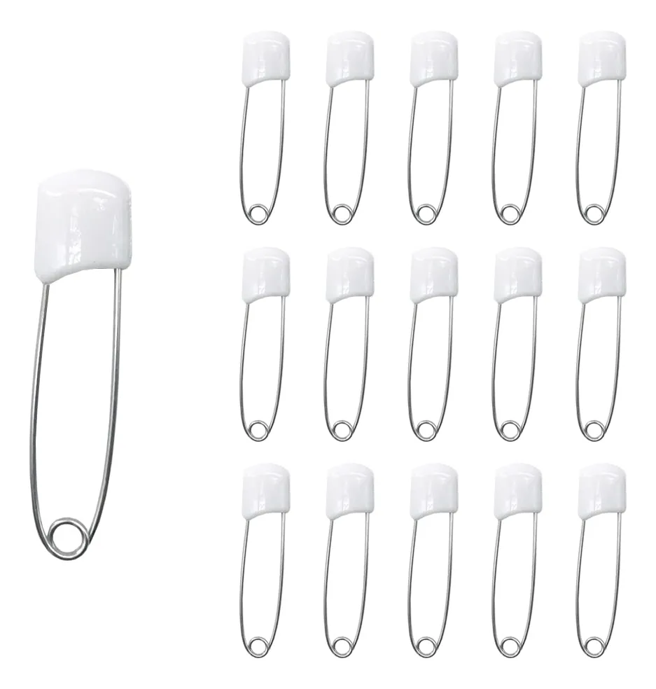 Agujas de Seguridad para Pañales con Cierre de Bloqueo Blanco: Seguras y Reutilizables para Bebés | Pack Duradero