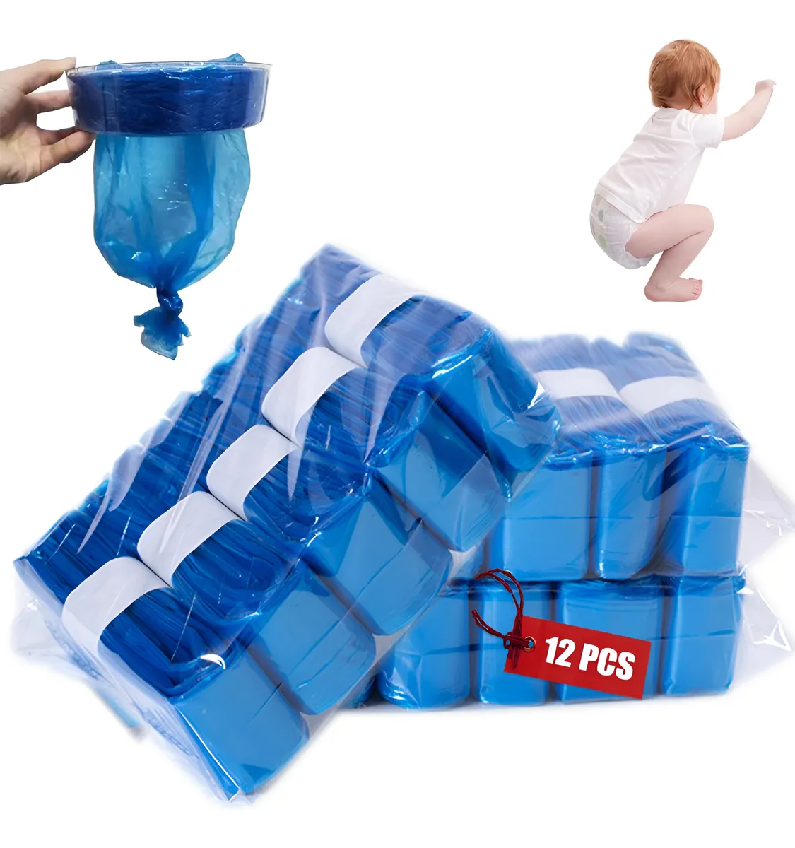 12 Cartuchos de Recambio Originales para Cubo de Pañales Tommee Tippee Sangenic/Twist & Click - Eliminación Higiénica y Control de Olores - Compatible con Modelos Seleccionados