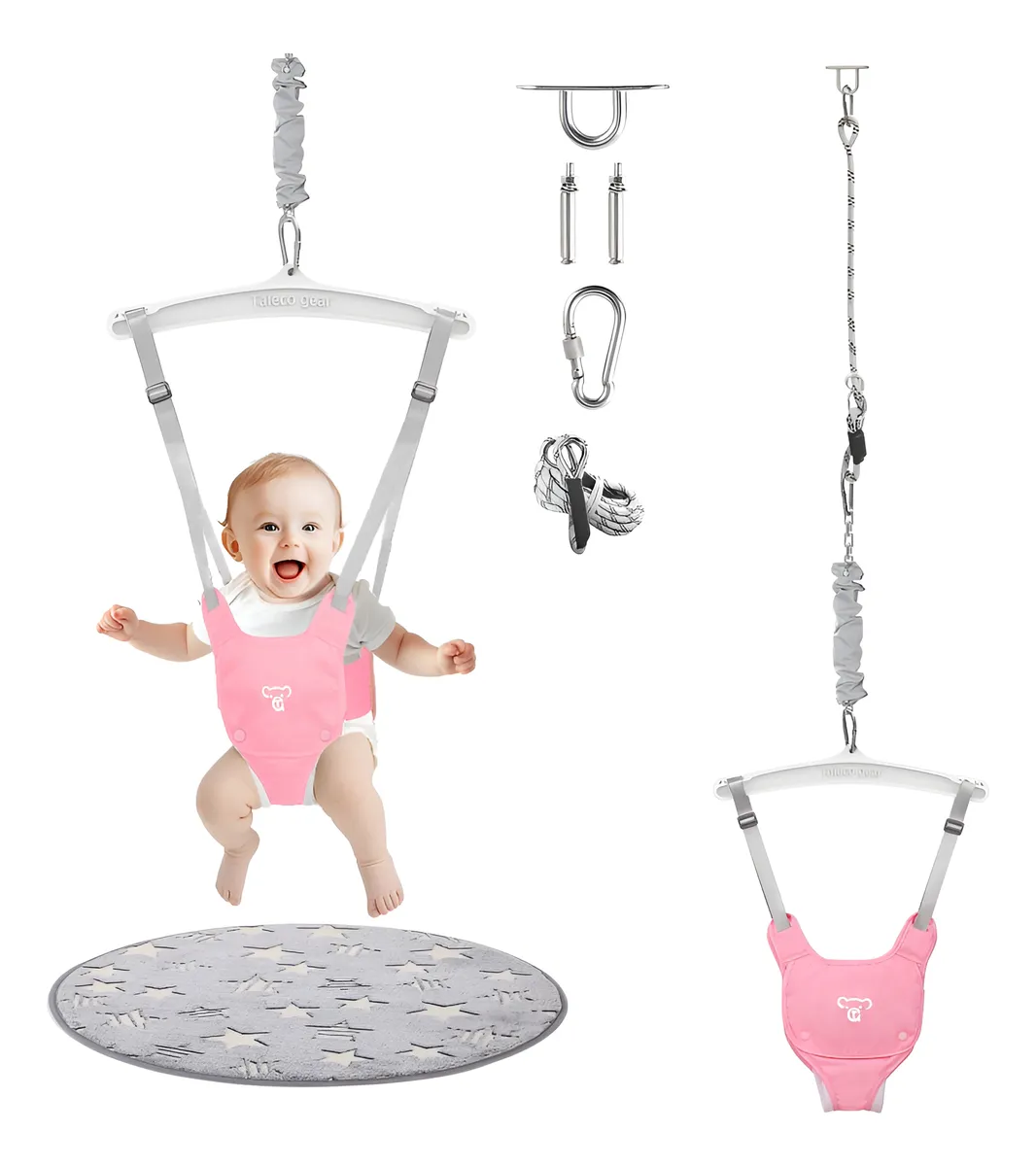 Jersey para Bebé Rosado con Gancho de Techo y Puente para Puerta - Ropa Cómoda y Segura para Recién Nacidos - Tejido Suave y Transpirable para el Confort Diario