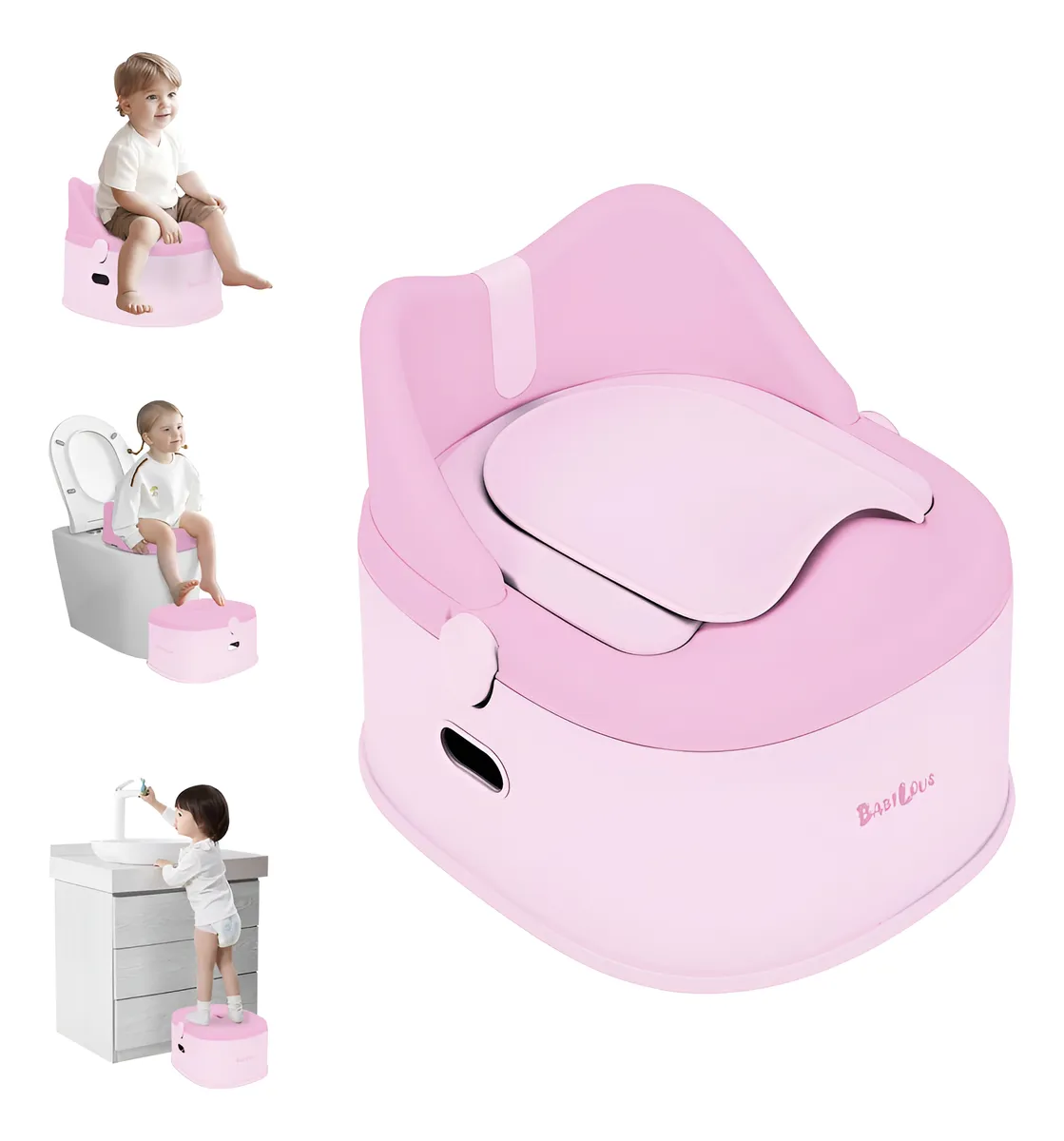 Inodoro Infantil 3 en 1 con Asiento Desmontable y Taburete Ergonómico ...