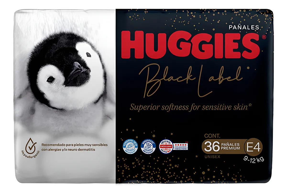 Pañales Desechables Premium Huggies Black Label Etapa 4 Unisex Talla Única - Máxima Absorción y Comodidad para Bebés