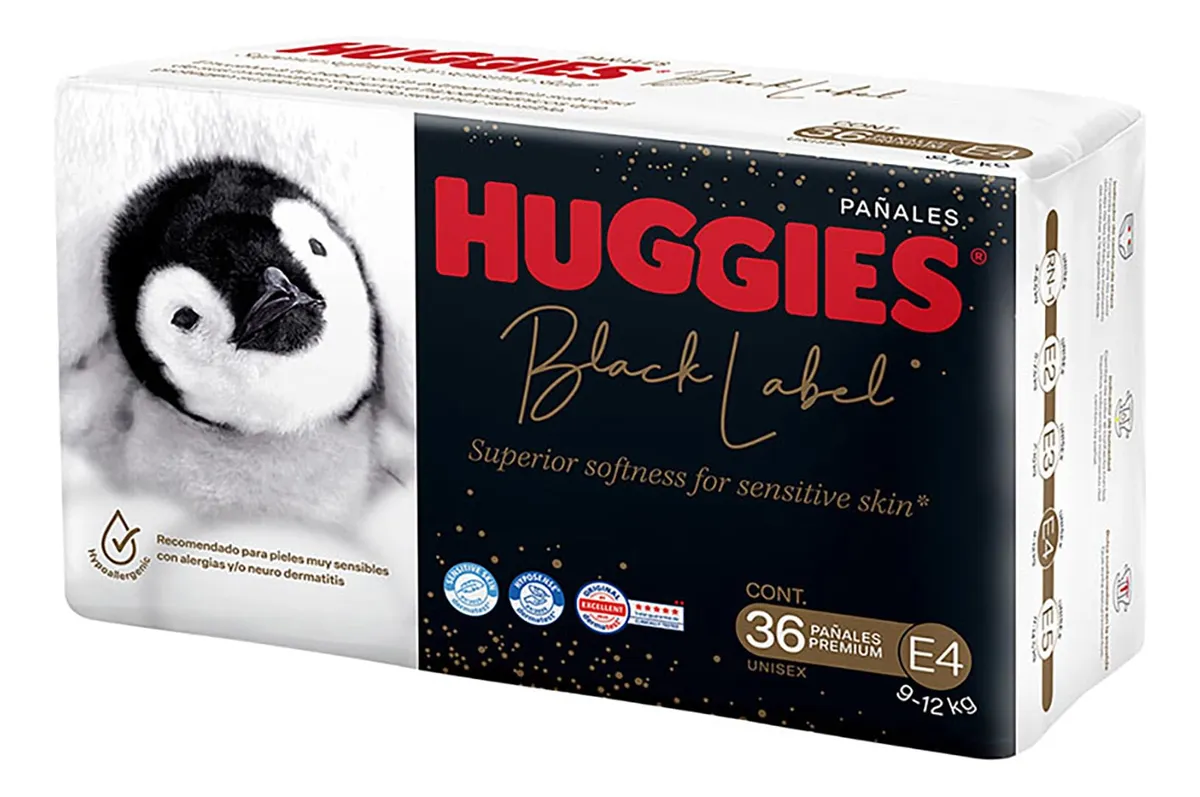 Pañales Desechables Premium Huggies Black Label Etapa 4 Unisex Talla Única - Máxima Absorción y Comodidad para Bebés - Imagen 3