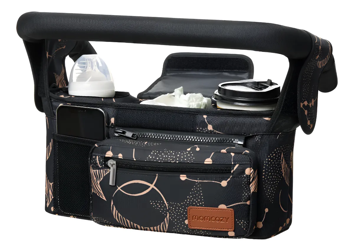 Organizador Universal Carriola Bebé Momcozy Multiusos Accesorios Esenciales Paseos - Amplio Espacio Práctico Cochecito [Color a Elección]