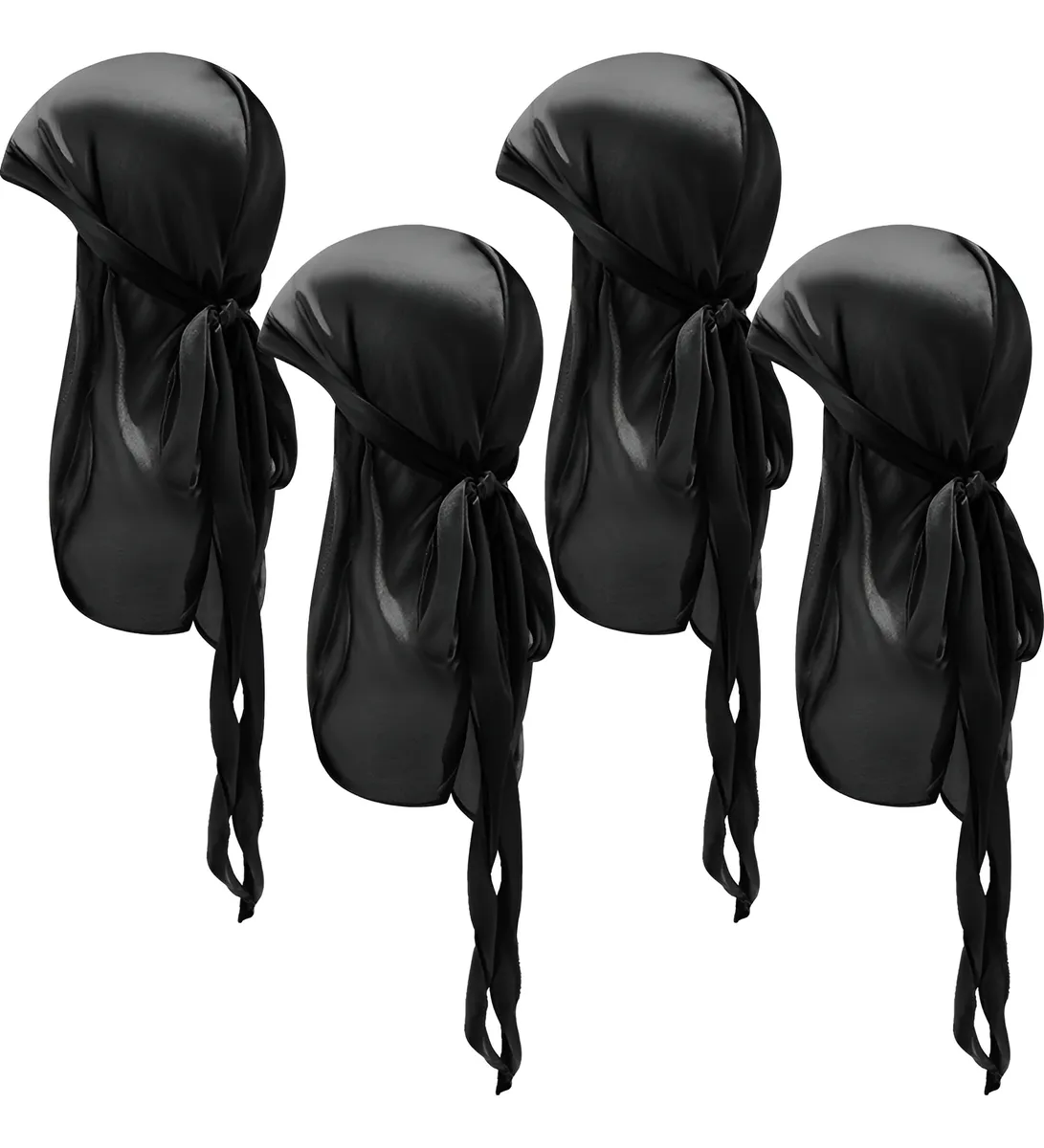 4 Durags Satinados para Niños con Cola Larga y Tiras Ajustables - Suave, Transpirable y Antifrizz - Ideal para Proteger el Cabello y Mantener Peinados