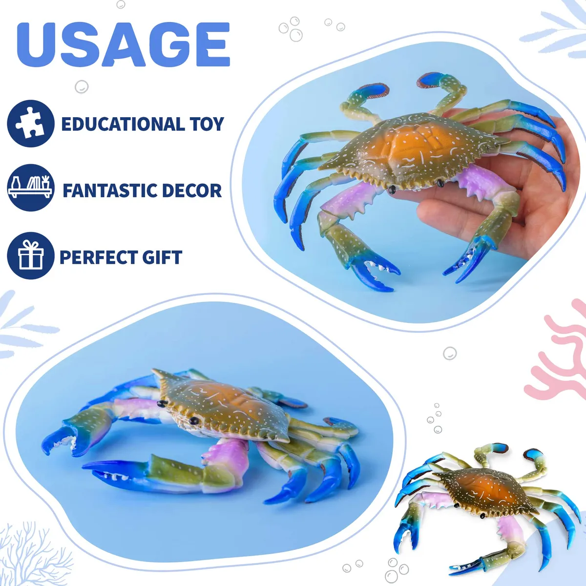 Cangrejo de Plástico Decoración Marina, Figuras de Animales Marinos para Acuarios, Terrarios y Manualidades - Juguete Educativo y Adorno Realista - Image 4
