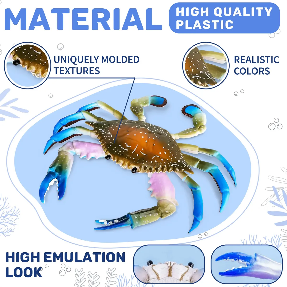 Cangrejo de Plástico Decoración Marina, Figuras de Animales Marinos para Acuarios, Terrarios y Manualidades - Juguete Educativo y Adorno Realista - Image 3