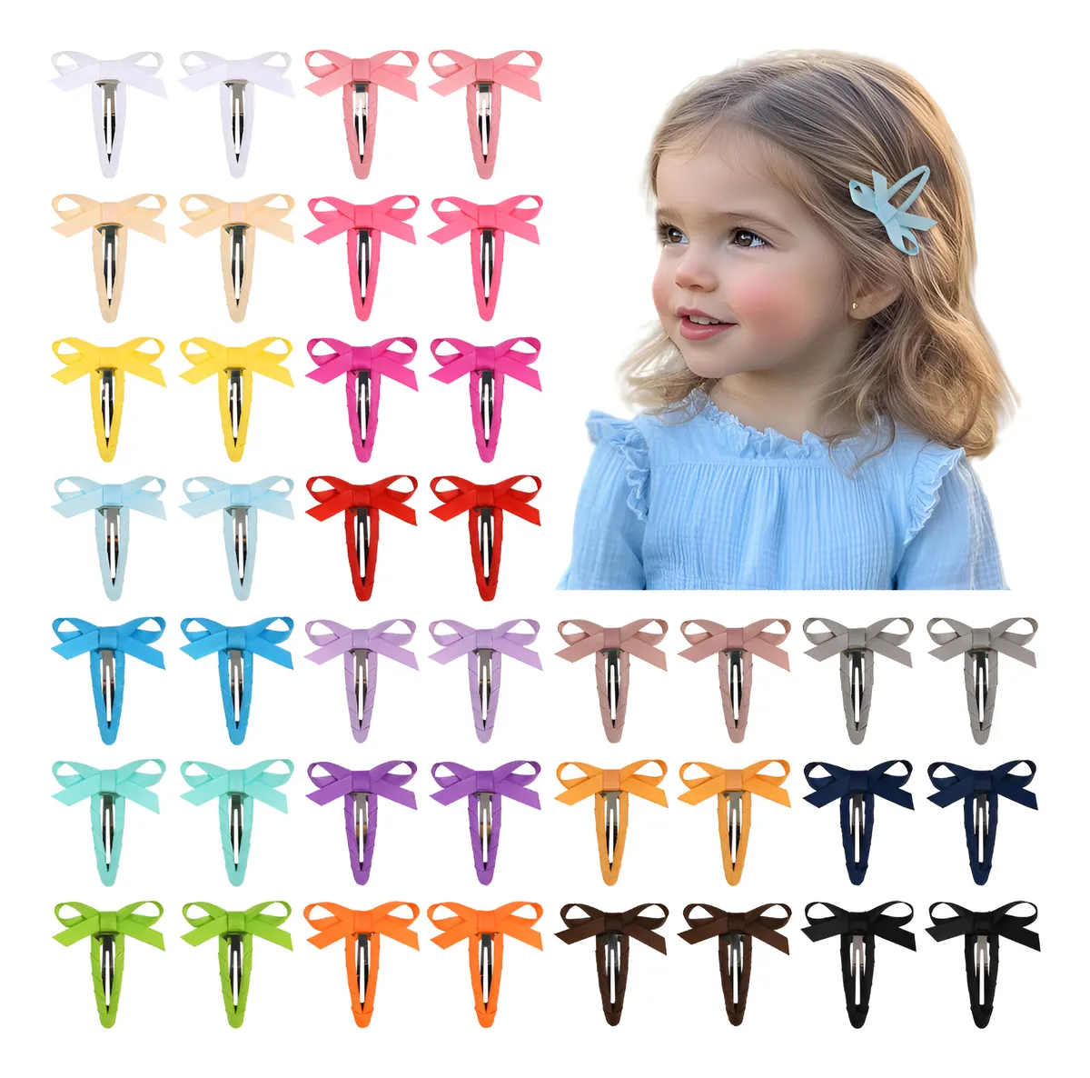 40 Lazos para el Pelo de Bebés y Niños - Set de 20 Colores Vibrantes y Divertidos | Accesorios de Moda Infanti