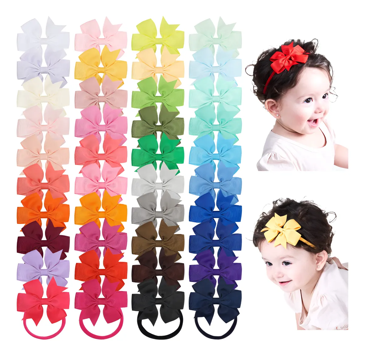 40 Lazos de Grogrén para Bebés y Niñas | Accesorios para el Pelo Elegantes y Seguros | Regalo Perfecto para Pequeñas