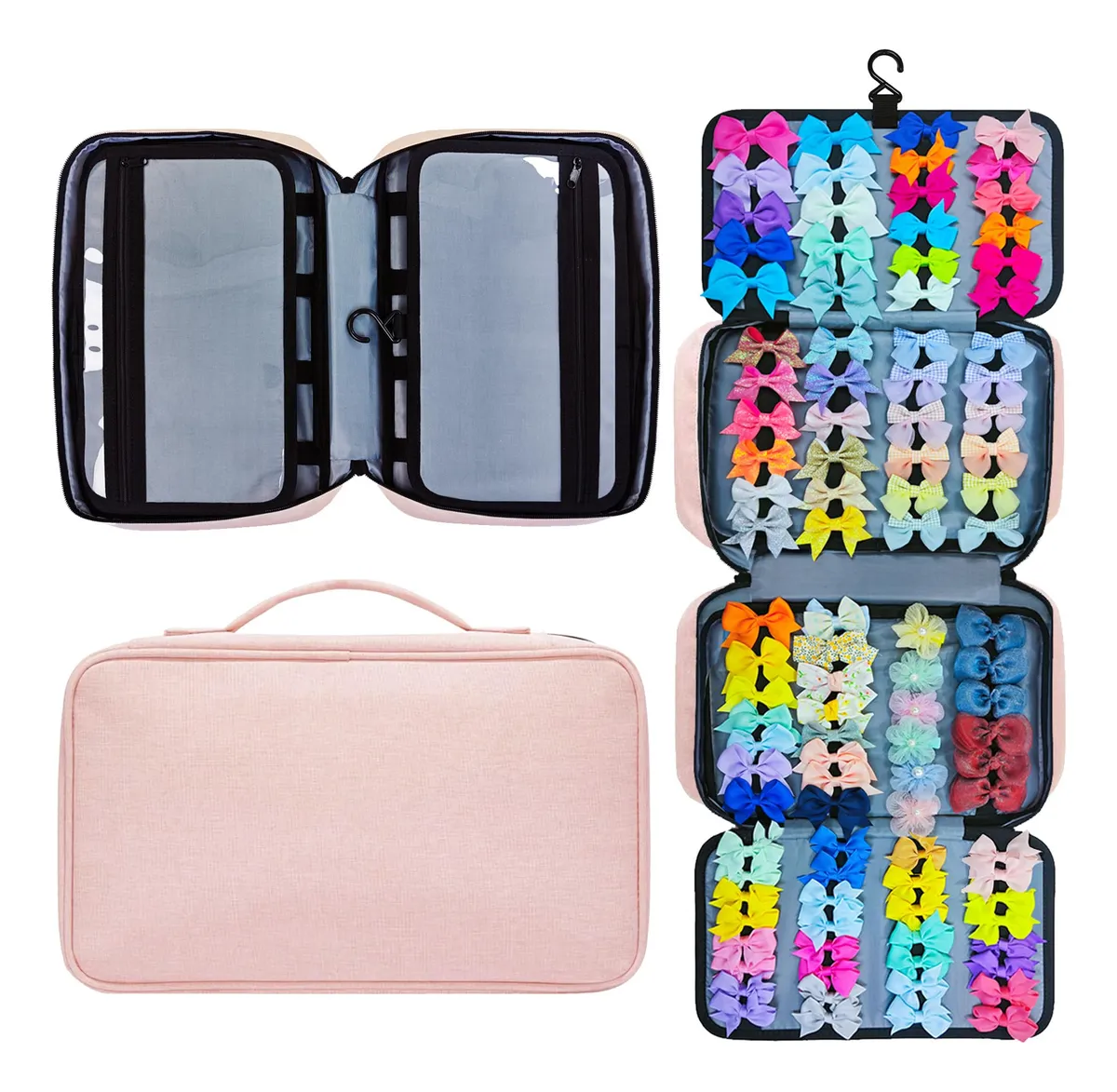 Bolsa Organizador Accesorios Cabello Bebé Rosa | Estuche Guarda Pinzas y Gomas | Diseño Infantil Encantador | Almacenamiento Práctico y Elegante para tu Pequeña