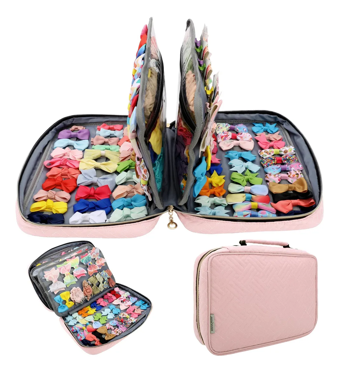 Bolsa Almacenamiento Accesorios Cabello Infantil Rosado Diseño Tela Resistente Perfecta para Guardar Pasadores Pinzas Diademas Niñas