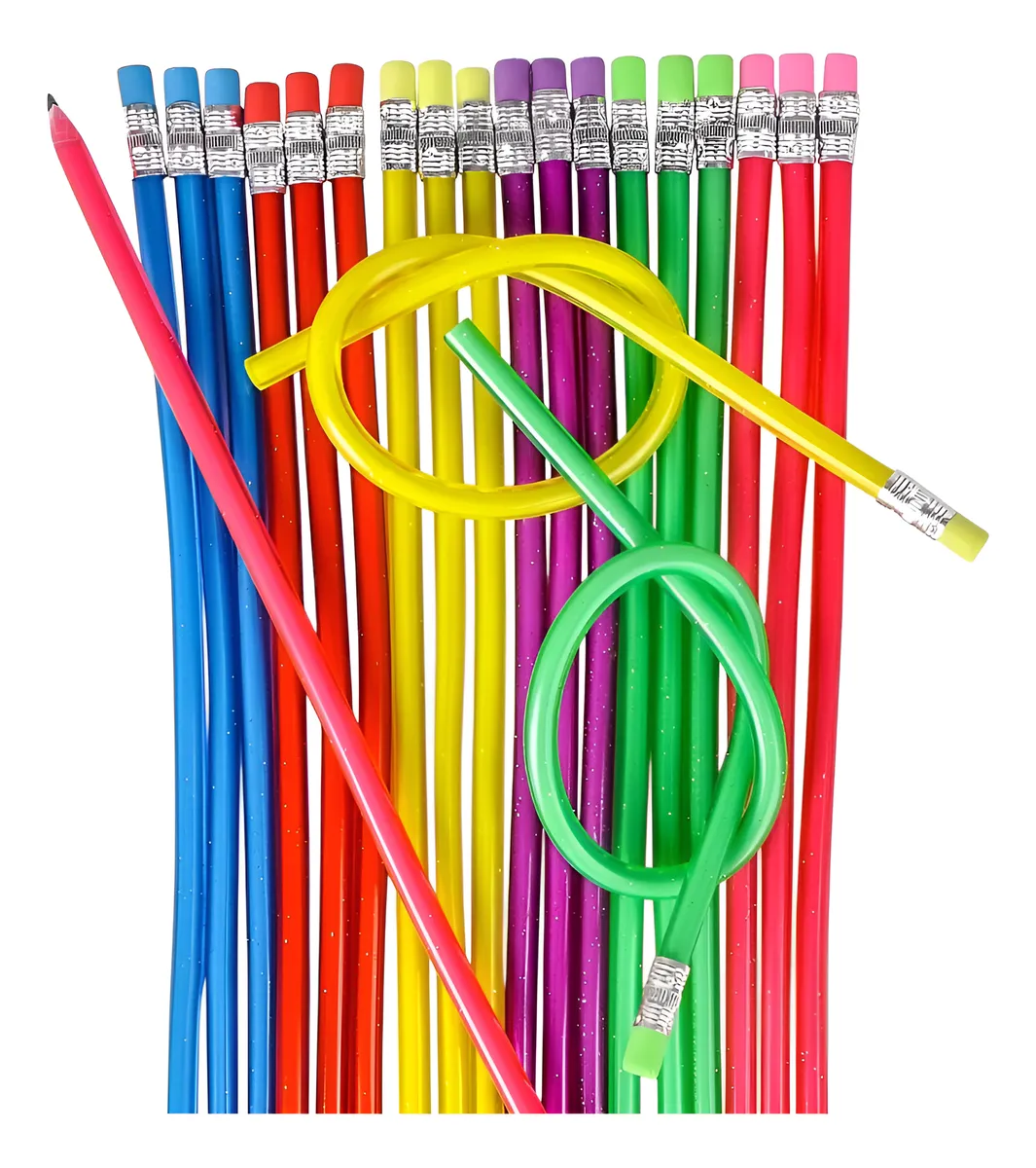 Set De 48 Regalos Infantiles: 24 Lápices Flexibles Y 24 Gomas Emoji – Divertidos Y Coloridos Para Fiestas Y Cumpleaños