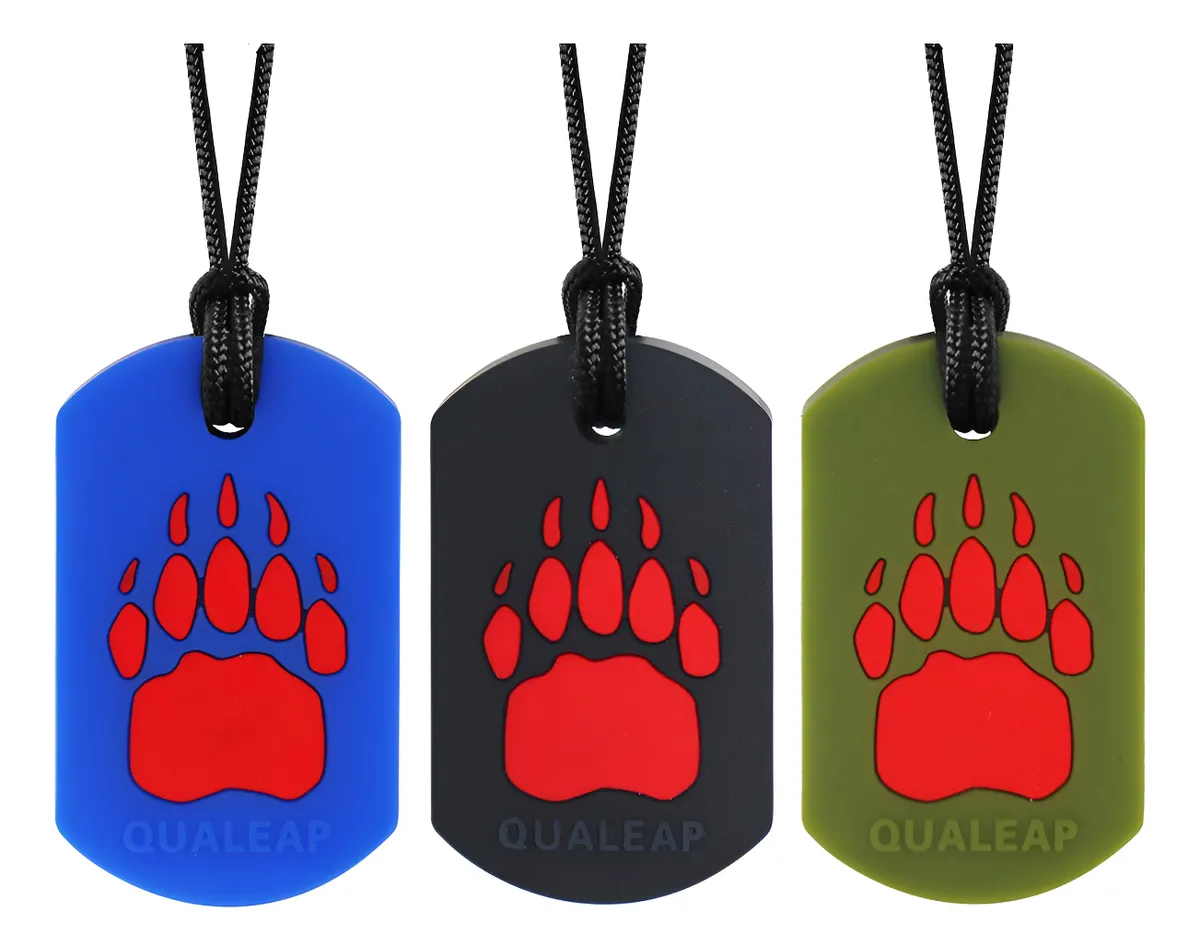 Collar Masticable Sensorial Garra de Oso para Niños - Alivio Táctil y Oral - Seguro y Duradero para Ansiedad y Autismo - Juguete Sensorial BPA-Free