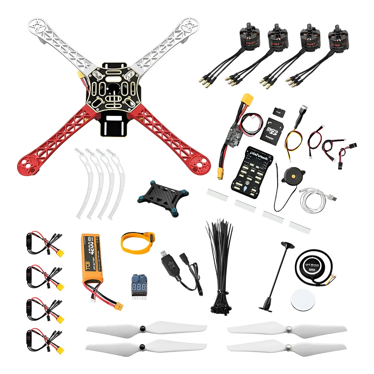 Kit Drone F450 para Ensamblar - Componentes Completos con Accesorios y Manual de Construcción Incluido - Ideal para Proyectos DIY y Aprendizaje de Electrónica