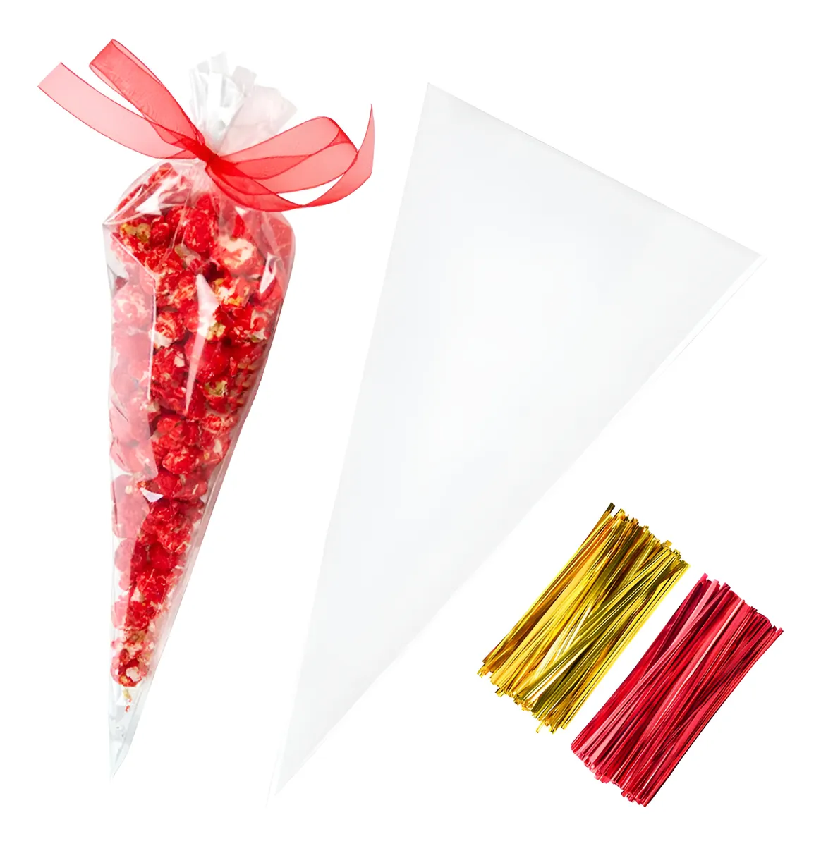 Bolsas Grandes de Celofán Transparentes para Palomitas de Maíz y Fiestas - Ideales para Regalos, Dulces y Eventos Especiales - Tamaño Amplio y Resistente