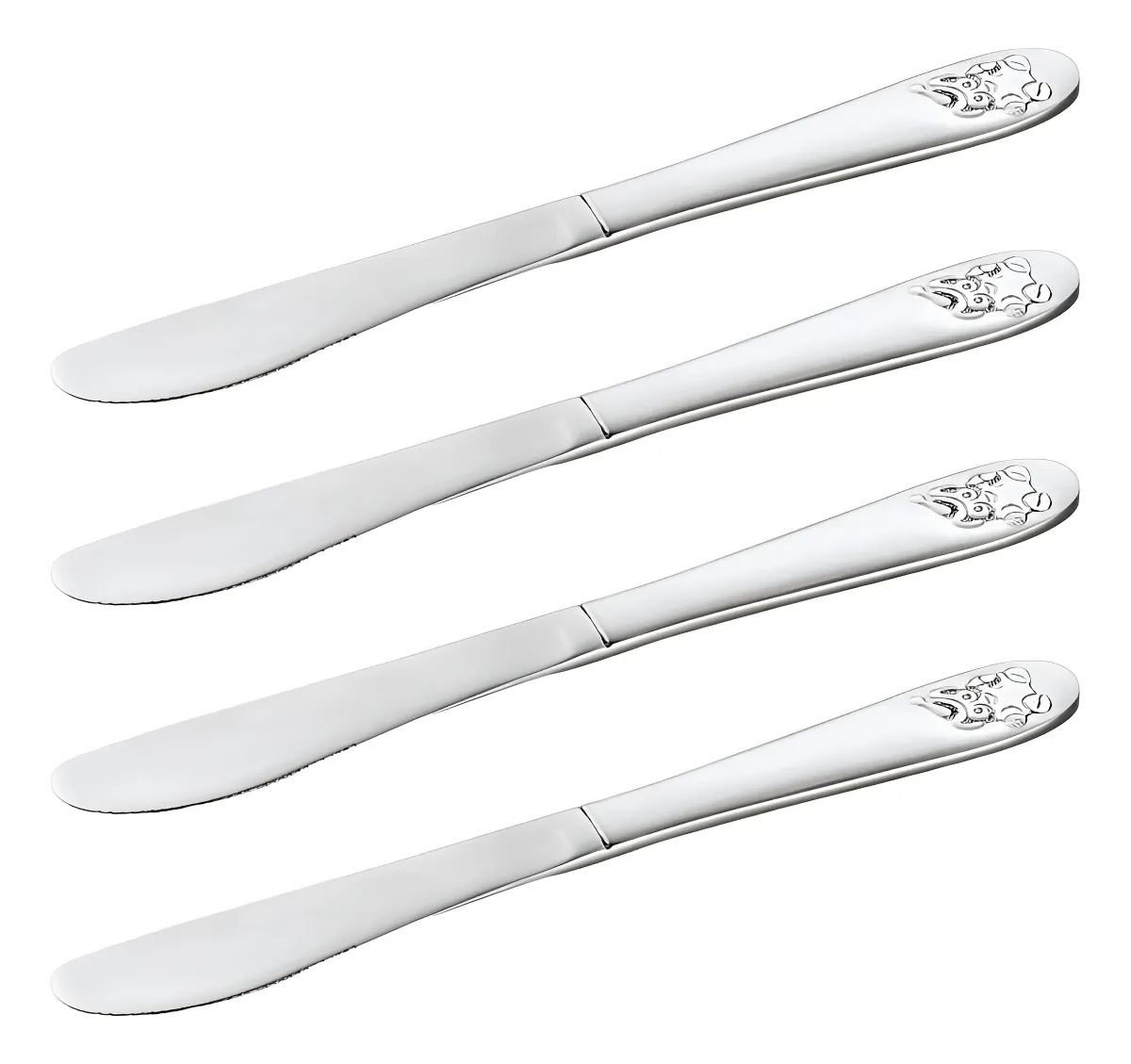 Cubiertos Plateados Set 4 Piezas Acero Inoxidable Elegantes para Comedor y Cocina | Acabado Brillante