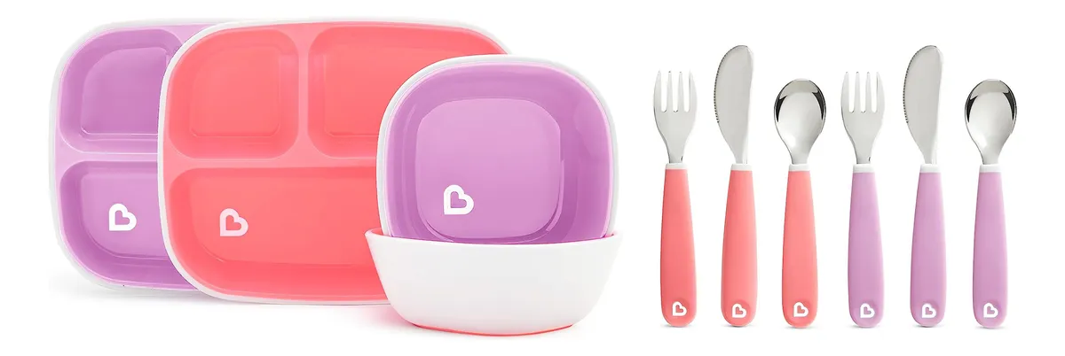 Juego de Comedor Infantil 4 Piezas Rosa - Sillas Diseño Tela para Niños Pequeños | Mueble Resistente y Seguro para Hogar