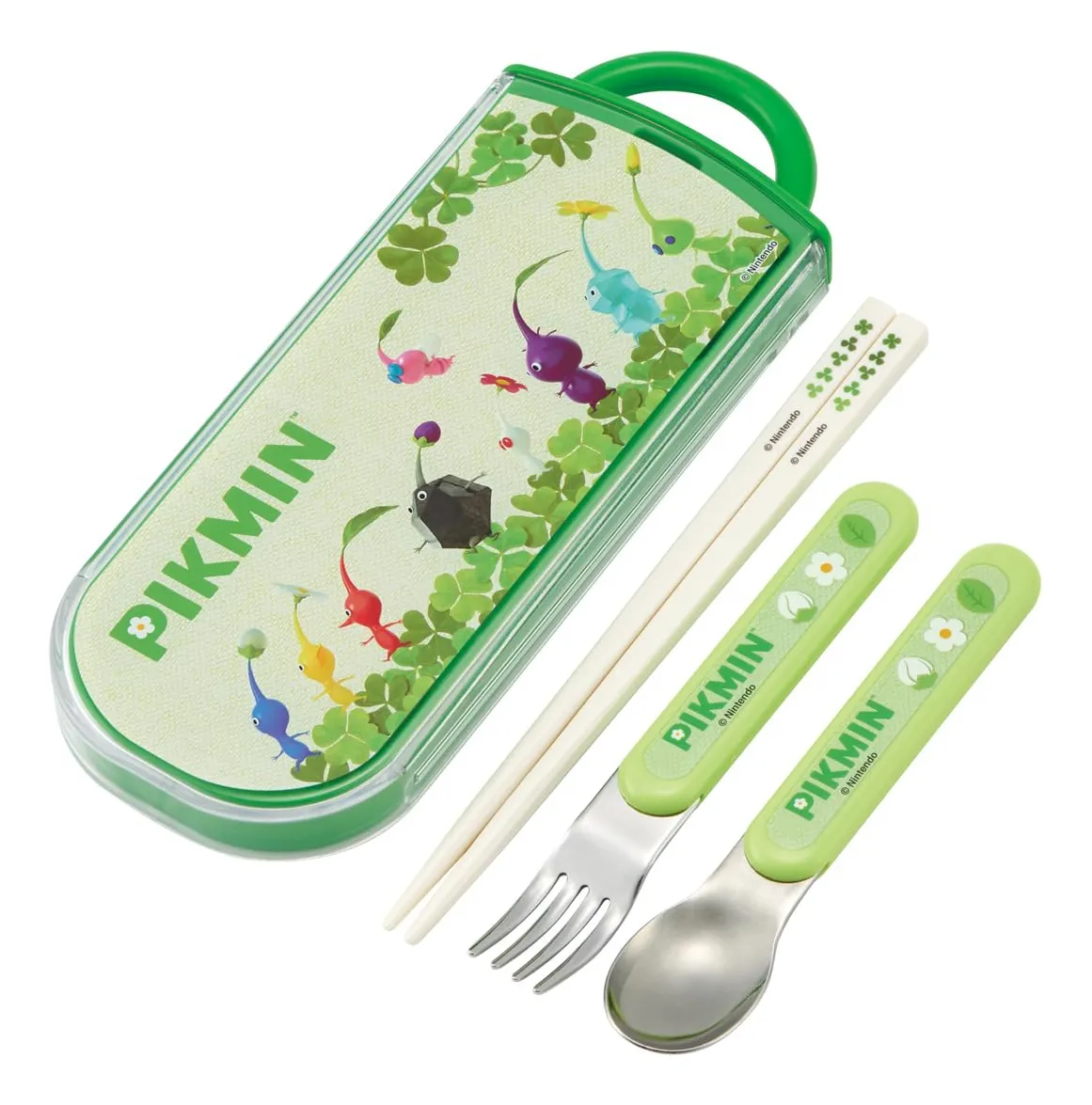 Juego Bento Infantil Pikmin con Cubiertos Antibacterianos - Comida Saludable para Niños, Diseño Divertido y Seguro, Ideal para la Escuela y Viajes