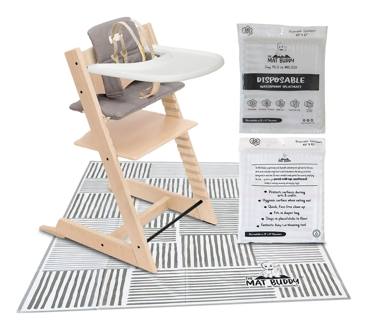 Alfombrillas Desechables Impermeables para Silla Alta - Paquete 30 Unidades - Color Gris | Protección Fácil y Limpia