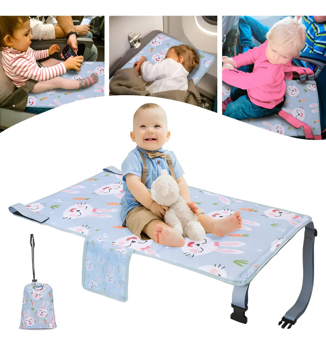 Cama Extensor de Asiento para Avión para Niños Pequeños - Comodidad Portátil para Viajes Aéreos - Viajes Familiares sin Estrés - Color Versátil
