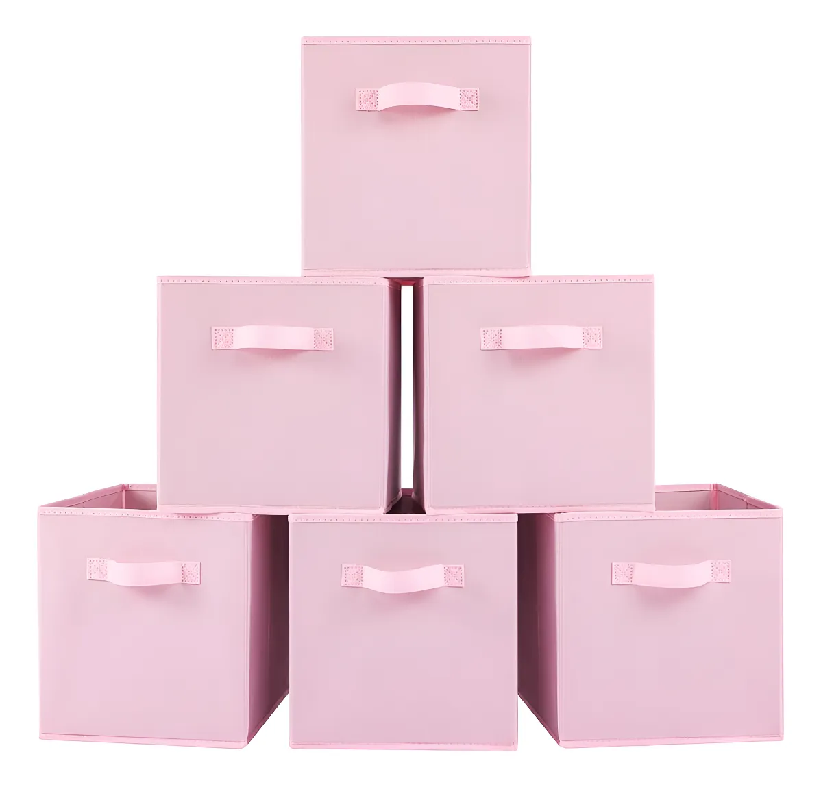 6 Cubos Organizadores de Tela Plegables para Almacenamiento de Ropa y Juguetes - Color Rosa - Ideal para Armarios y Estanterías