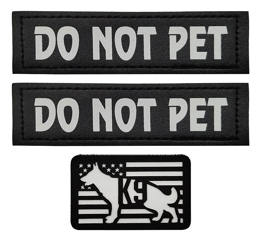 3 Parches Reflectantes para Chaleco K9 de Perro de Servicio | Identificación Profesional para Canes de Trabajo | Duraderos y Visibles en Oscuridad