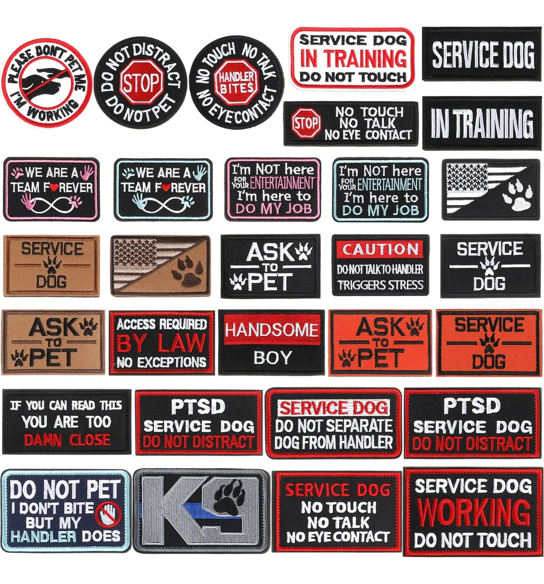 30 Parches Tácticos Bordados para Perros en Entrenamiento - Multicolor - Diseño Tela Resistente - Identificación y Estilo para tu Mascota