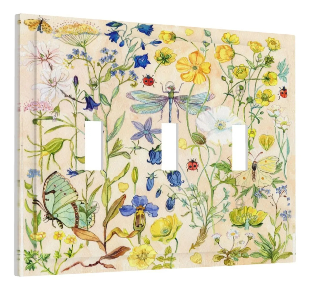 Juego de Luces Solares Decorativas para Jardín con Diseño de Flores e Insectos Coloridos Estilo Bohemio - Iluminación Exterior Festiva para Exteriores