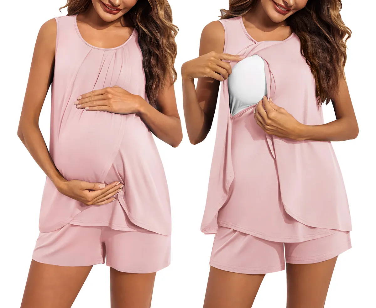 Conjunto Pijama Maternidad Manga Larga con Bolsillos Lactancia: Comodidad y Funcionalidad para Mamás - Ideal para el Posparto y Uso Diario