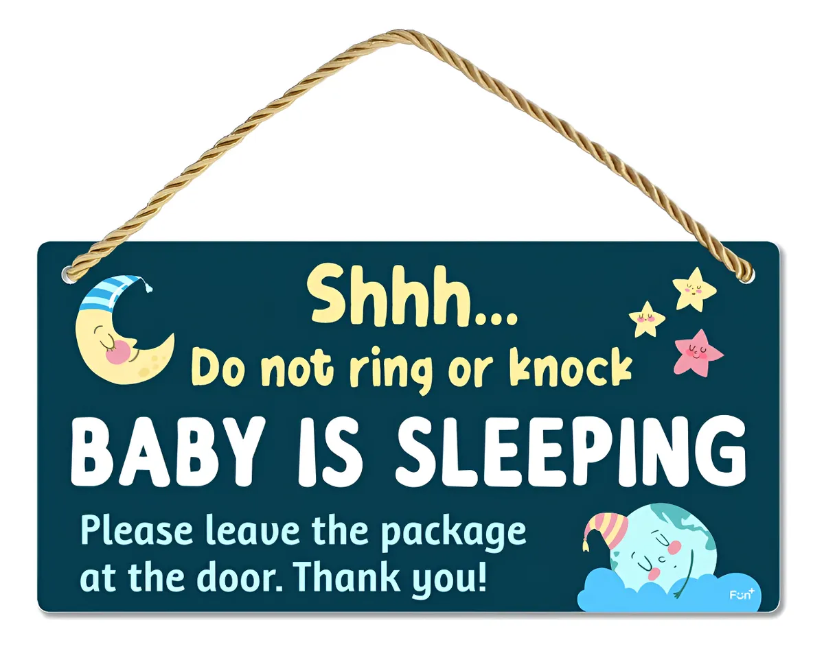Cartel para Puerta de Bebé - No Llamar Ni Tocar Timbre - Diseño Profesional para Dormitorio Infantil - Colores Variados