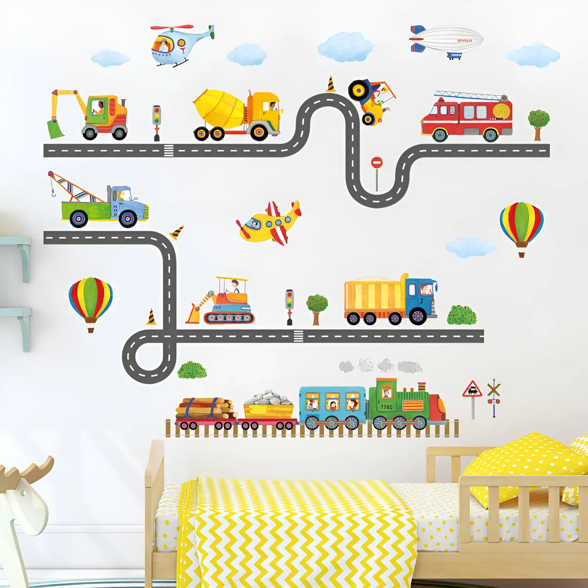 Adhesivo Decorativo Extraíble para Paredes de Guardería, Dormitorio y Sala de Estar - Vinilo Negro, Gris y Rojo de Alta Calidad