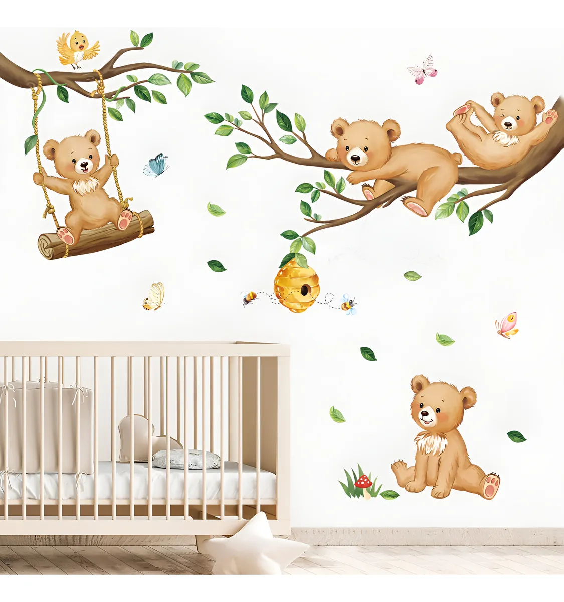 Adhesivo Decorativo para Pared Diseño Animales del Bosque - Vinilo Premium, Ideal para Habitaciones Infantiles y Guarderías - Fácil Aplicación y Removible
