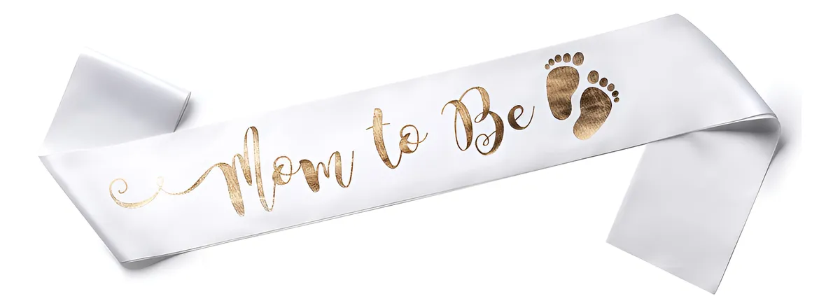 Banda "Mamá Perfecta" Blanca y Dorada para Baby Shower - Elegante Accesorio para Celebrar la Dulce Espera y la Futura Madre