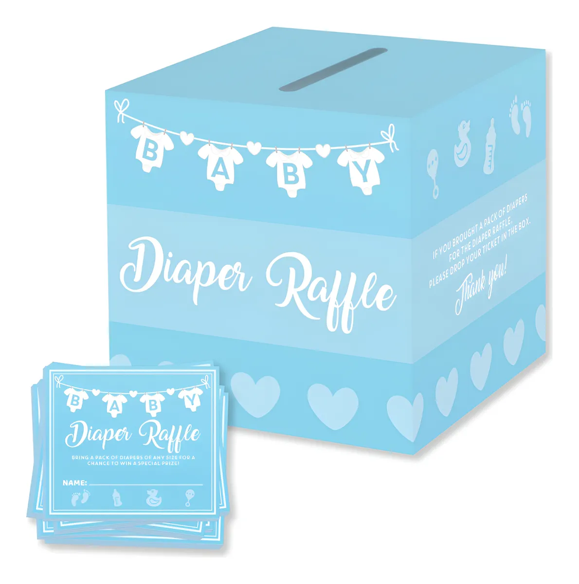 50 Boletos de Rifa para Baby Shower con Diseño de Pañales Azules - Sorprende a tus Invitados con un Juego Divertido y Original