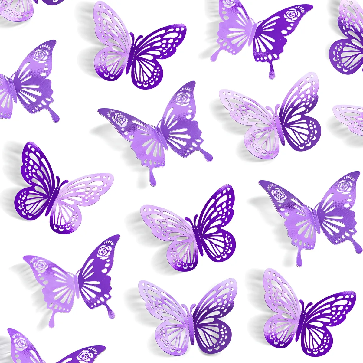 48 Mariposas Moradas Decorativas para Eventos Infantiles y Fiestas - Adornos Colgantes Realistas para Celebraciones y Cumpleaños