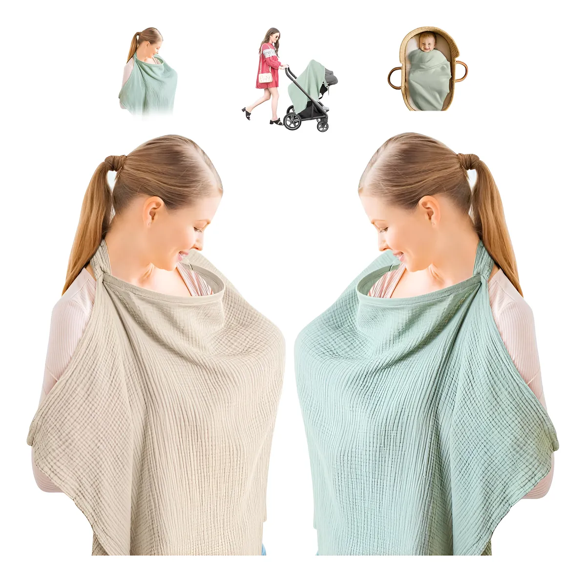 Cubierta De Lactancia Materna Poncho De Delantal Transpirabl