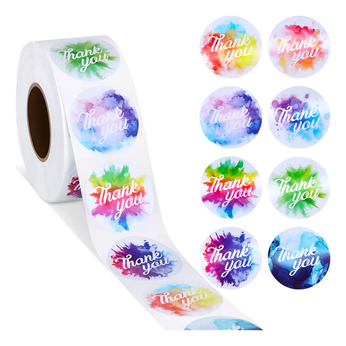1000 Pegatinas De Acuarela Redondas Para Regalos 8 Diseños Colorful