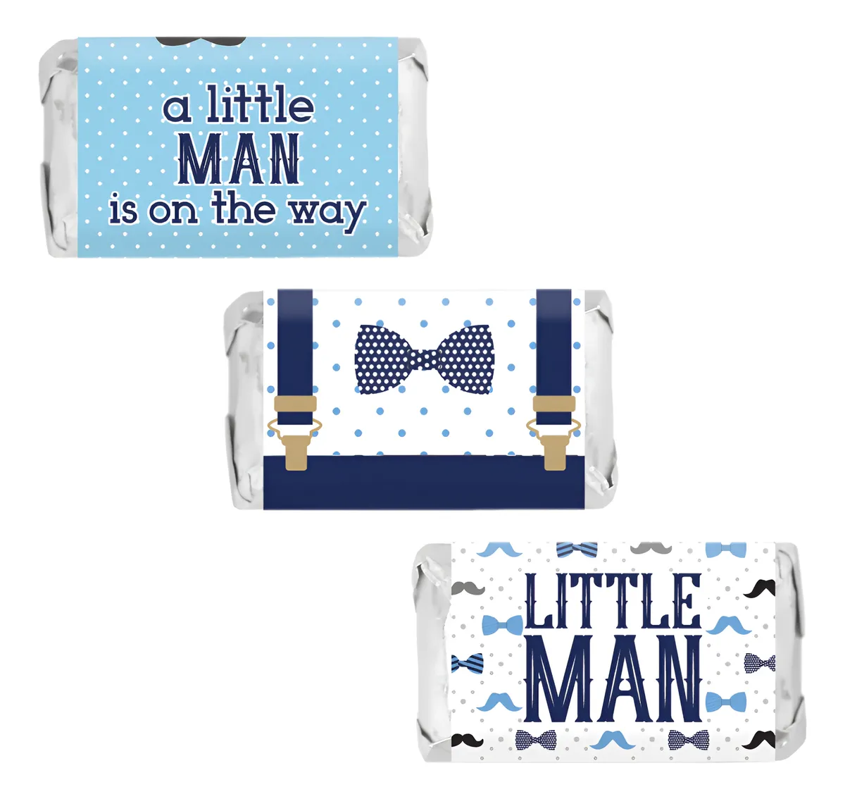 Envolturas Para Mini Candy Bar Baby Shower Little Man 45 Peg