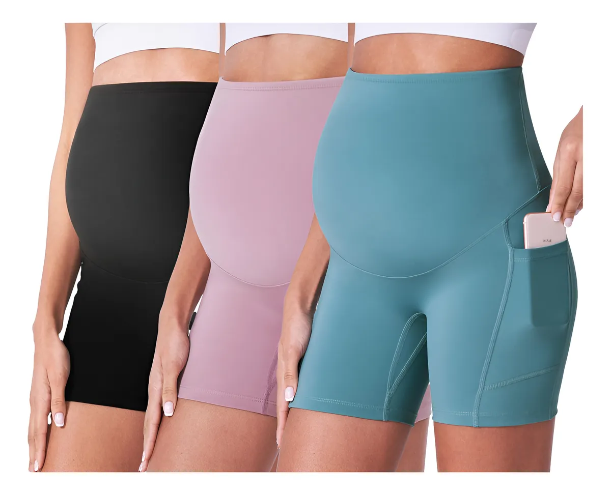 Paquete De 3 Pantalones Cortos De Maternidad Cómodos Para Ve Color Talla