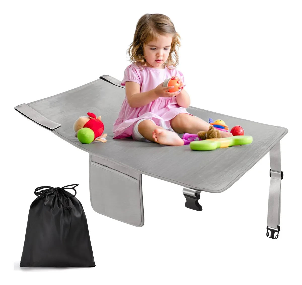 Cama De Avión Para Niños Extensor De Asiento Portátil Gris Claro