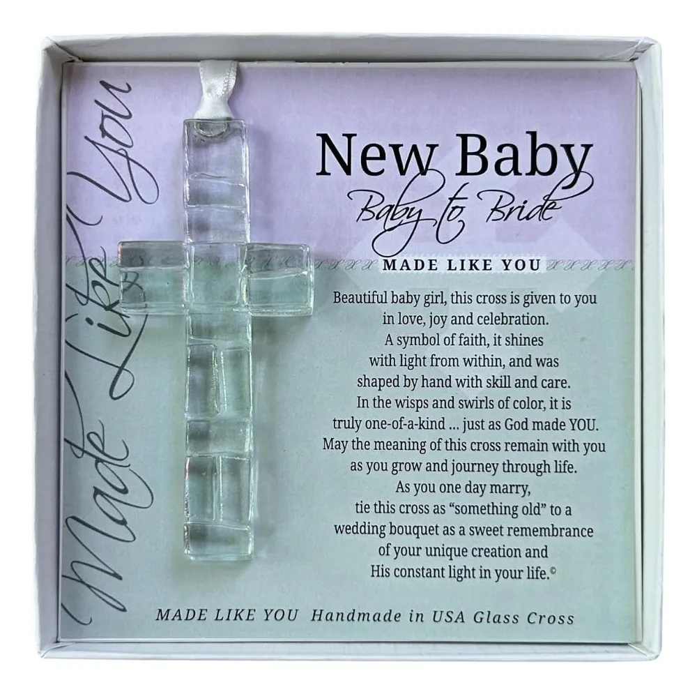 Cruz De Vidrio Transparente Regalo Para Bebé O Niña
