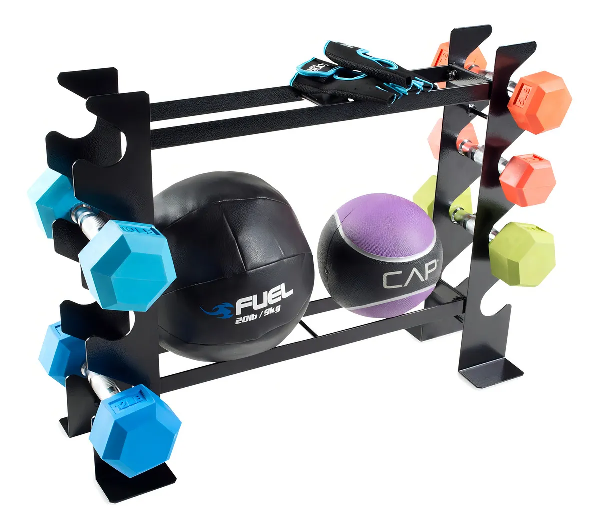 Estante Compacto de Acero Cap Barbell RK-16HB para Mancuernas y Accesorios de Gimnasio | Almacenamiento Organizado y Duradero