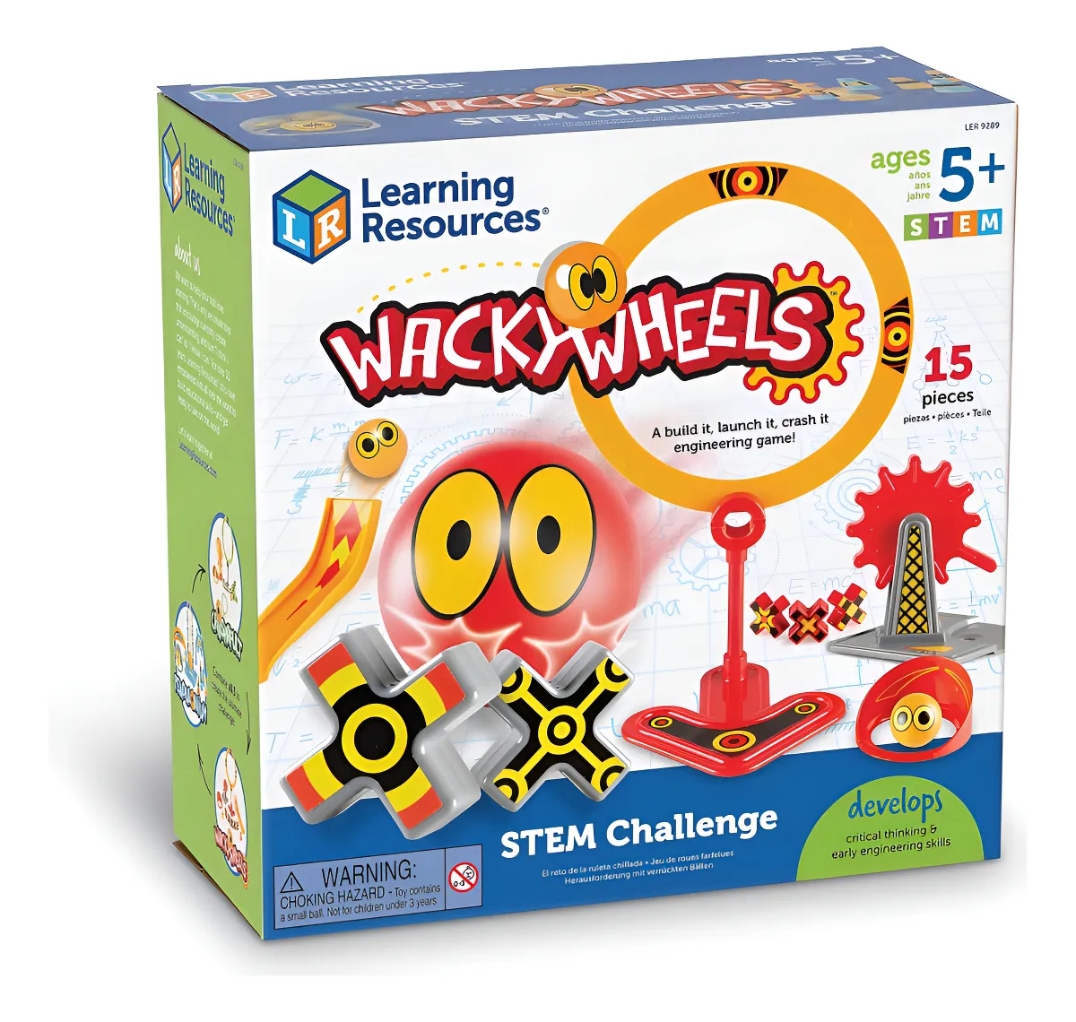 Desafío Stem Learning Resources Wacky Wheels 15 Piezas - Kit de Construcción Educativo para Niños - Fomenta la Creatividad y el Aprendizaje STEM - Juguete Divertido y Didáctico