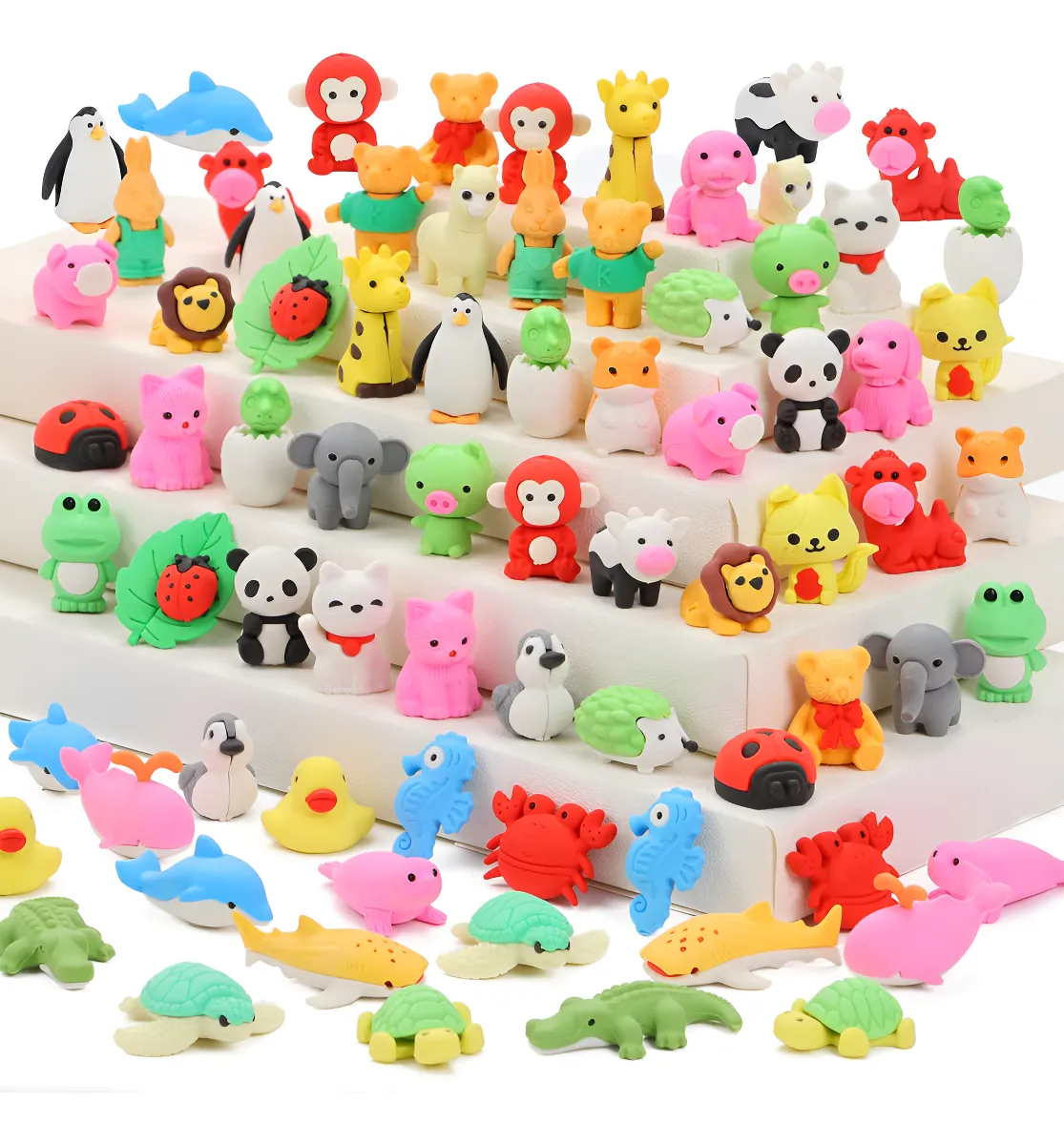 20 Gomas De Borrar Divertidas En Forma De Cubo, Esfera, Pirámide, Estrella Y Flor, Rompecabezas Multicolor Para Niños, útiles Escolares Creativos