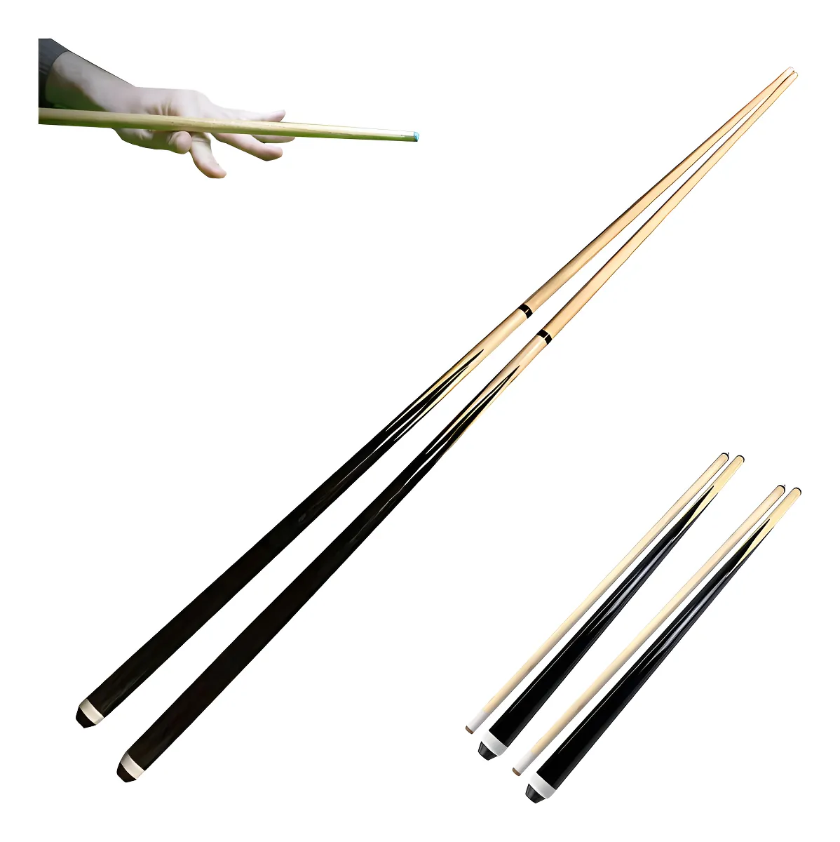 Set de 2 Tacos de Billar Desmontables 145cm Profesionales para Casa y Entretenimiento - Juego Completo de Palos de Billar para Jugadores de Todos los Niveles