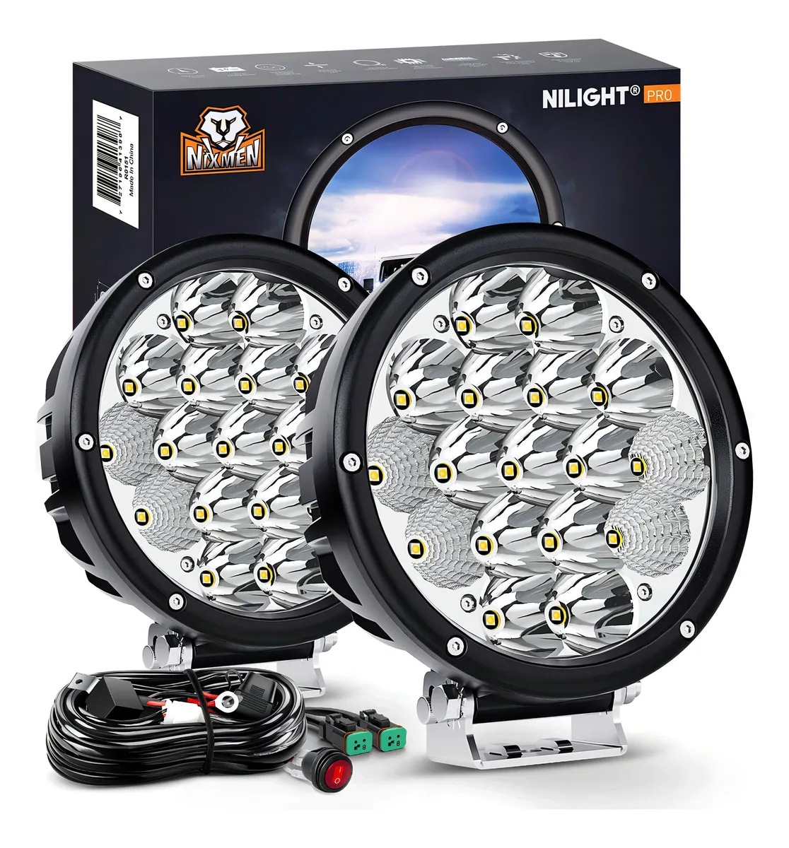 Luces LED Conducción 85W 10200 Lm IP68 Combo Redondas para Coche, Camión, Moto - Iluminación Potente Todoterreno