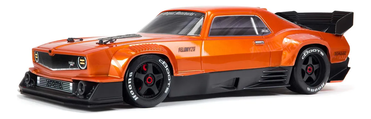 Arrma RC Muscle Car Felony 6S 1/7 Naranja - Coche Radiocontrol 4WD Todo Terreno de Alta Velocidad para Carreras y Diversión Extrema