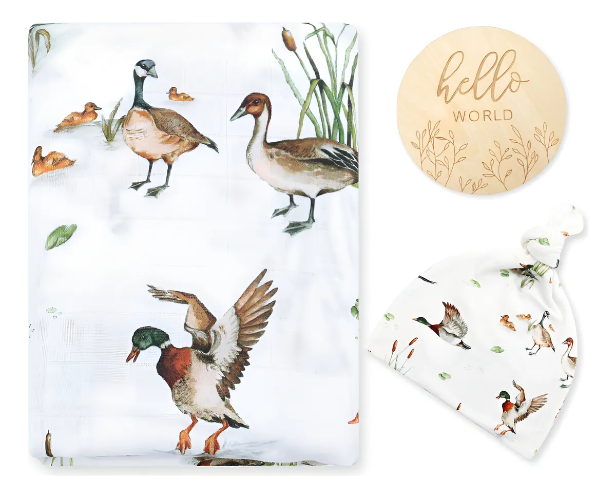 Juego De Mantas De Muselina Para Bebé Pato Verde Unisex Nombre Del Diseño Pato Real